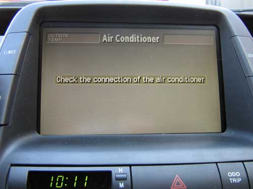 Prius 2nd Gen Repairing The Multi Function Display A Check The Connection Of Air Conditioner Message When Climate On Is Pushed