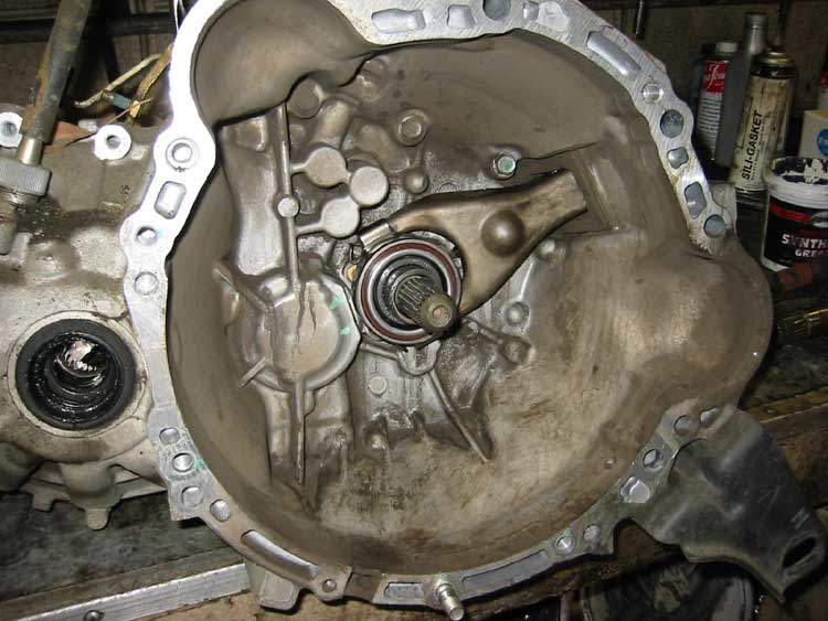 inside bell housing with clutch release bearing
