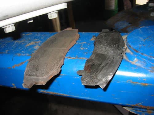 brake pads with friction material worn off completely