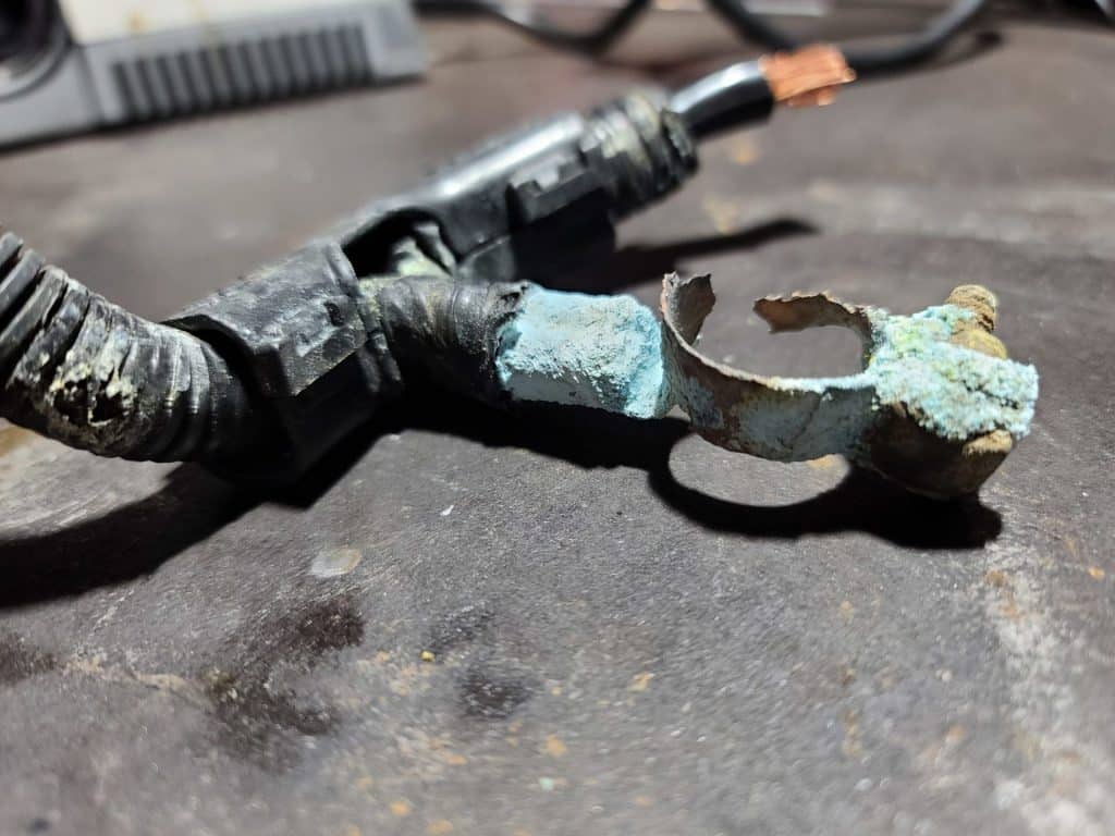 badly corroded battery cable