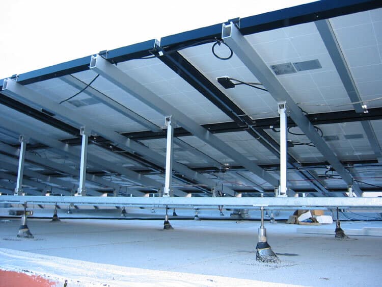 Underside of a solar panel array