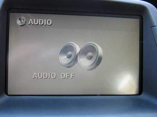 Prius multi-display error showing speakers and saying, "audio off"