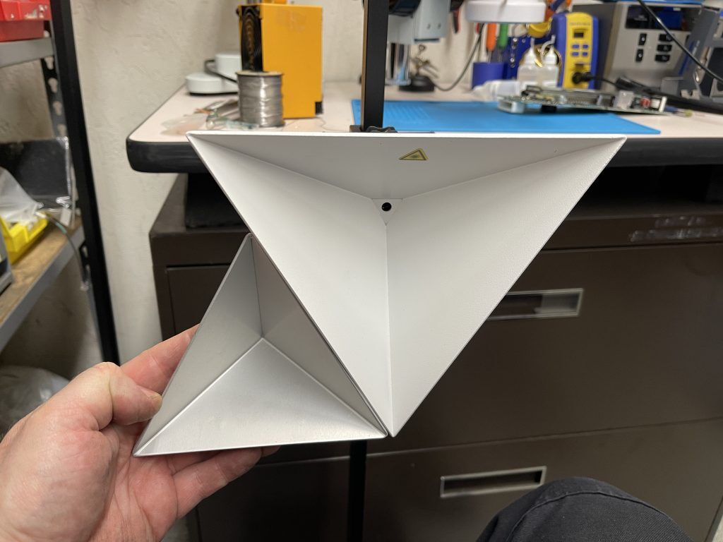 Two different sized trihedrals used for ADAS calibration (radar calibration)