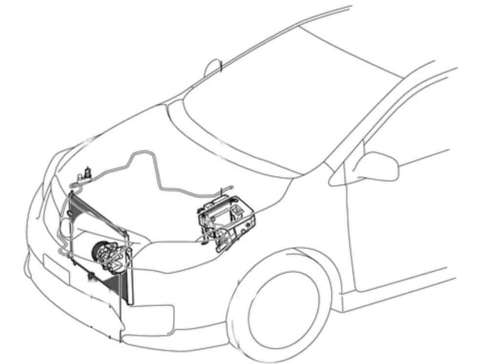 Drawing of Toyota air conditioning parts locations