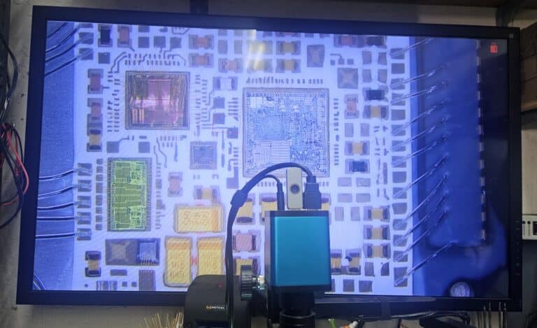 Digital microscope view of the ABS ECU circuit board