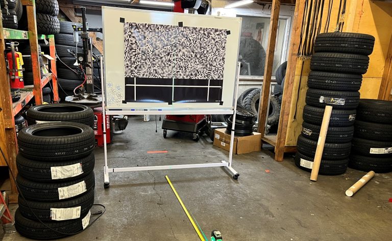 Subaru Eyesight aiming / calibration target on stand.