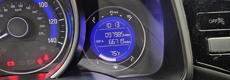 A picture of an odometer
