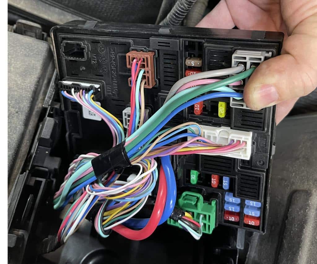 Image of the underside of a Rogue fuse box