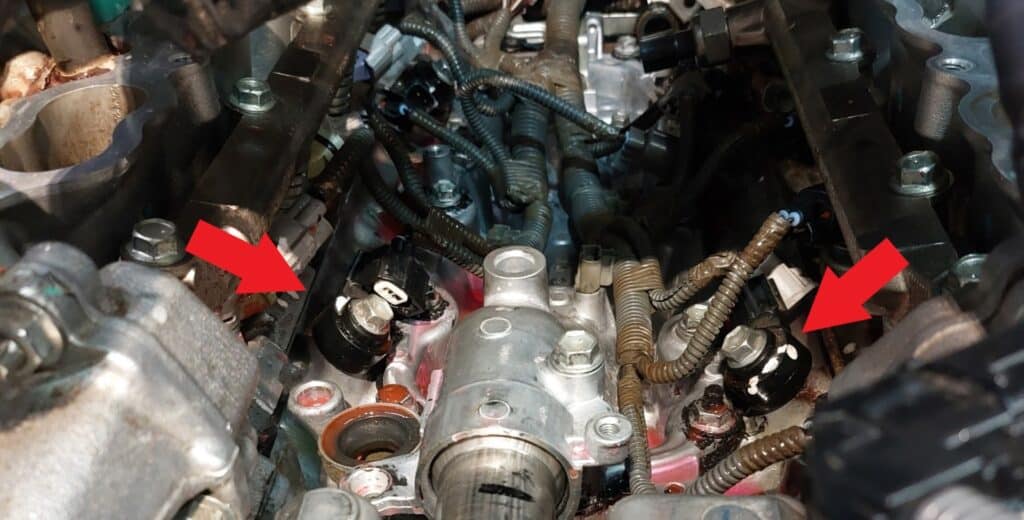 A Toyota V8 engine with two knock