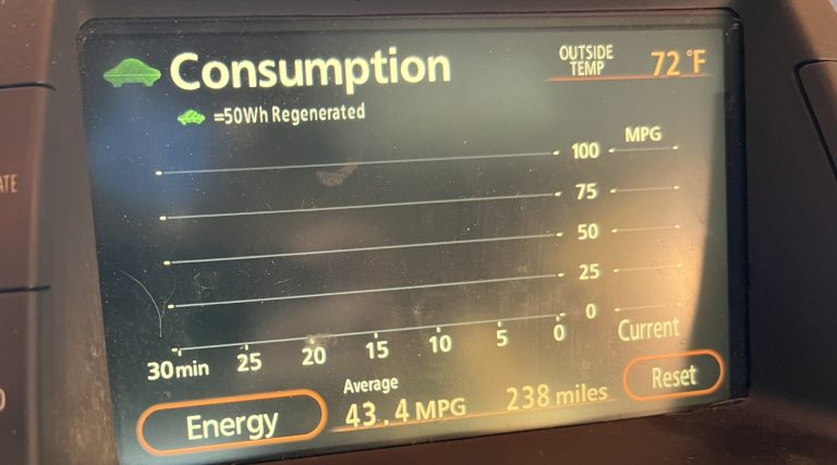 An image of a fuel economy dash display