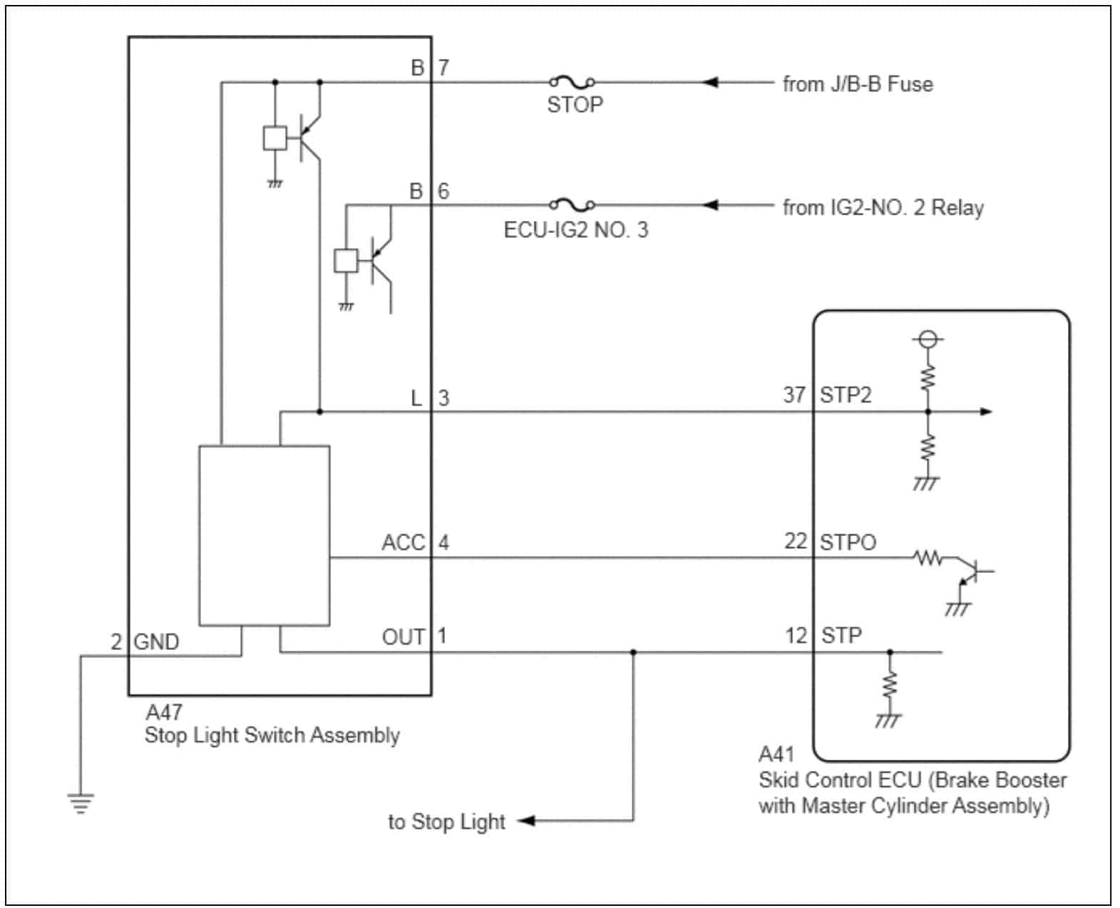 Electrical diagram of 2016 Prius brake light switch / relay