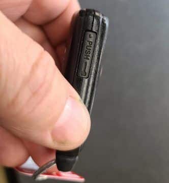 Removing the Prius emergency key in case the battery goes dead.