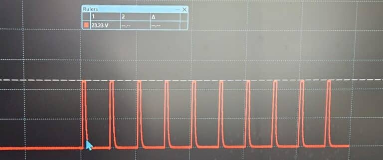 Seat position sensor signal on an oscilloscope