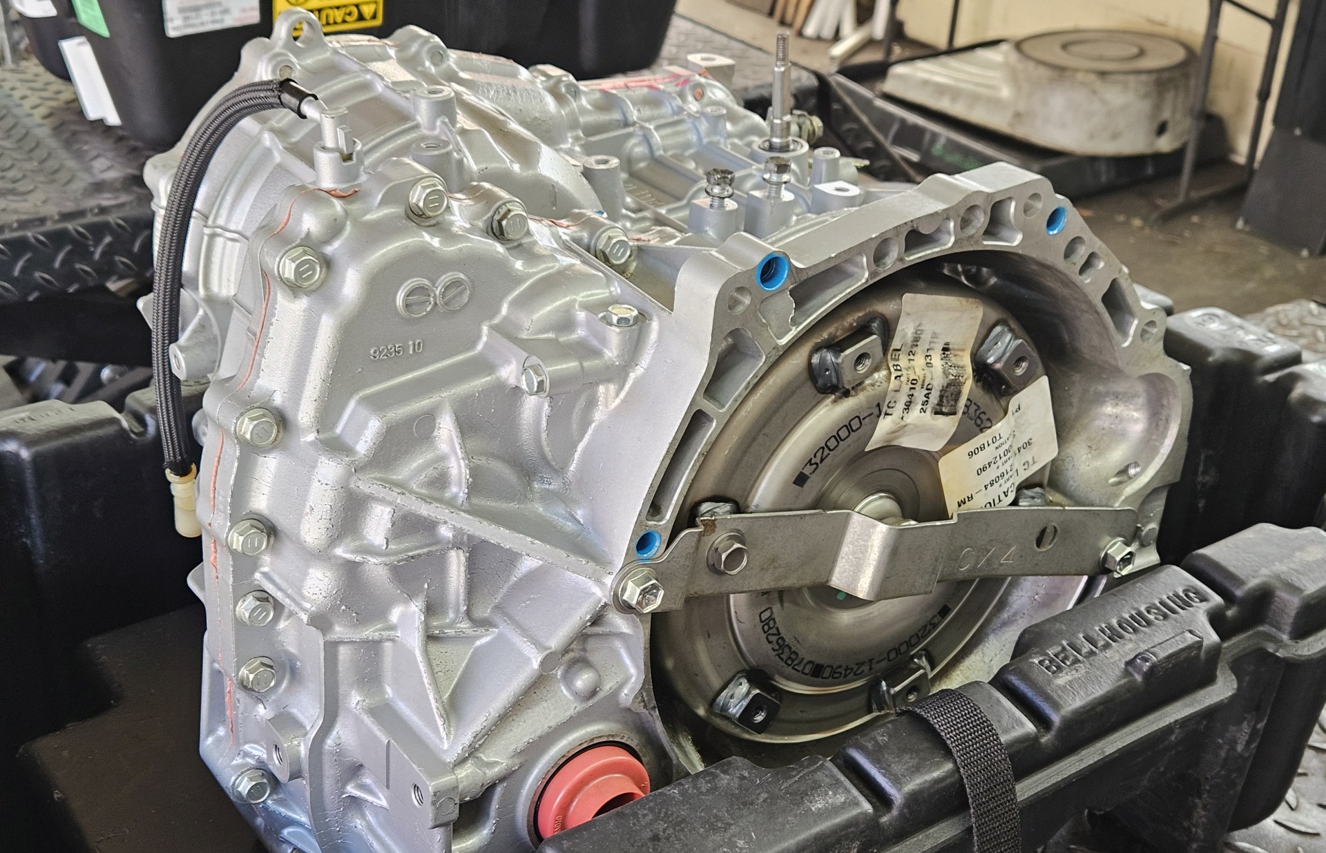 A replacement CVT in a Toyota crate.